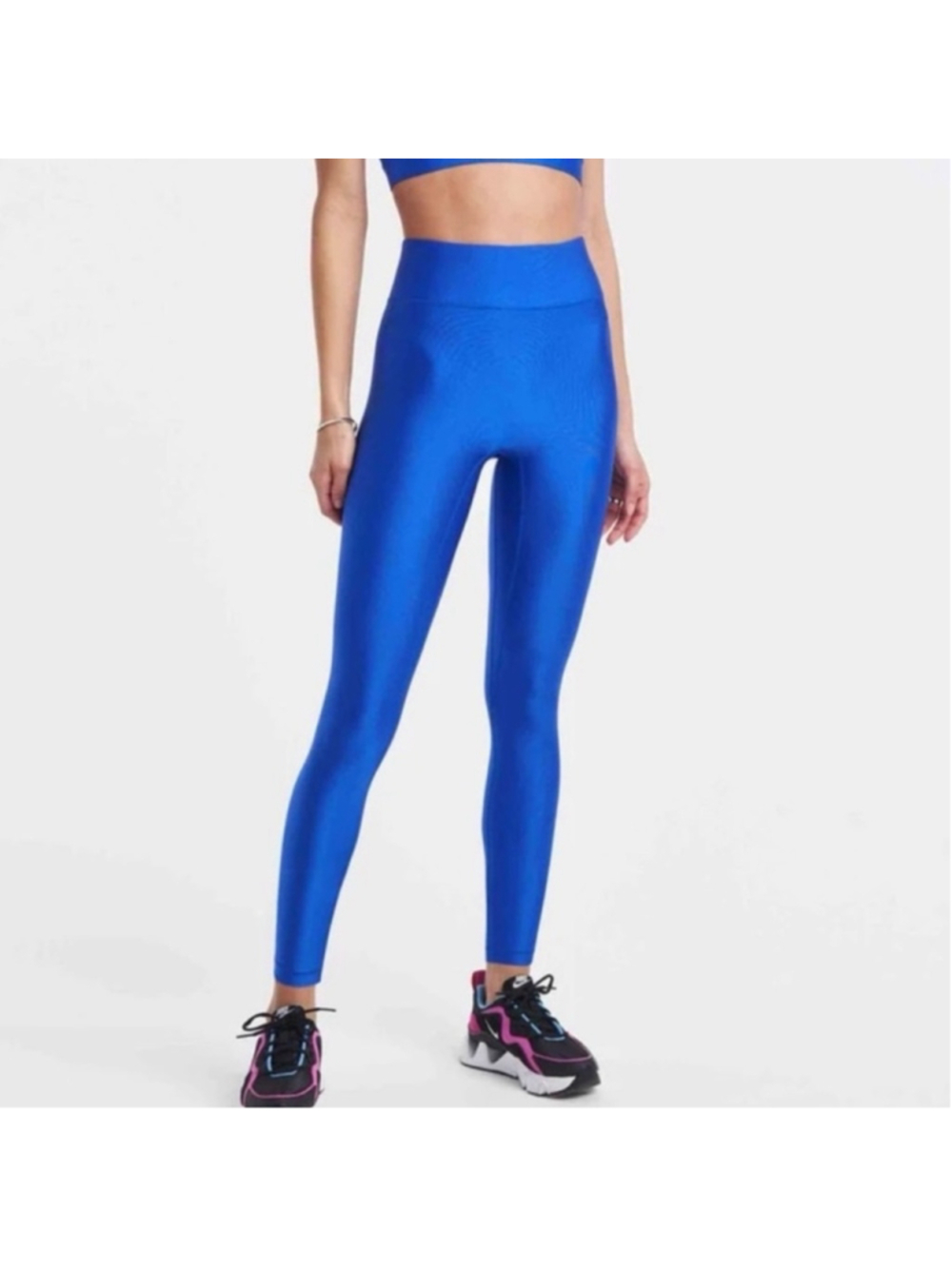 Bandier All Access High Wasted Center Stage Royal Blue Legging Size Small